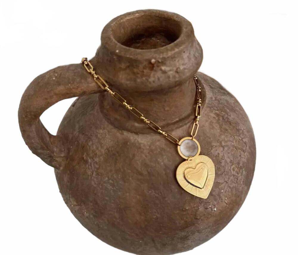 NEW CHANSUTTPEARLS women's katie heart necklace in gold